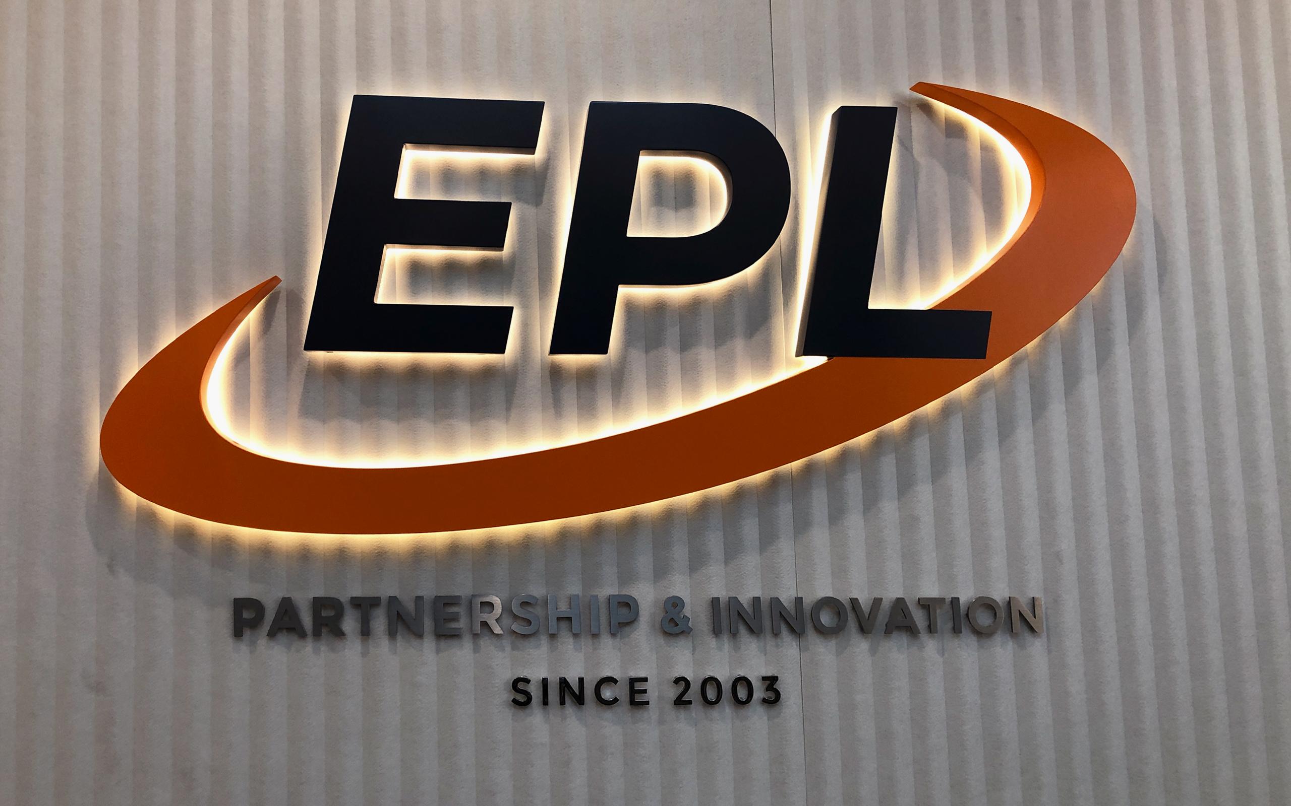 EPL Logo sign with illuminated halo glow