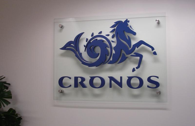 cronos glass sign installed